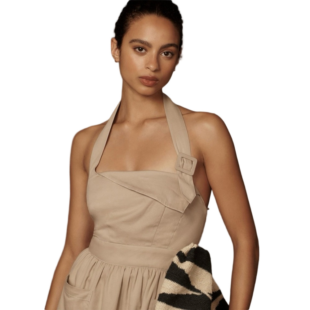 Anthropologie Halter Utility Midi Dress